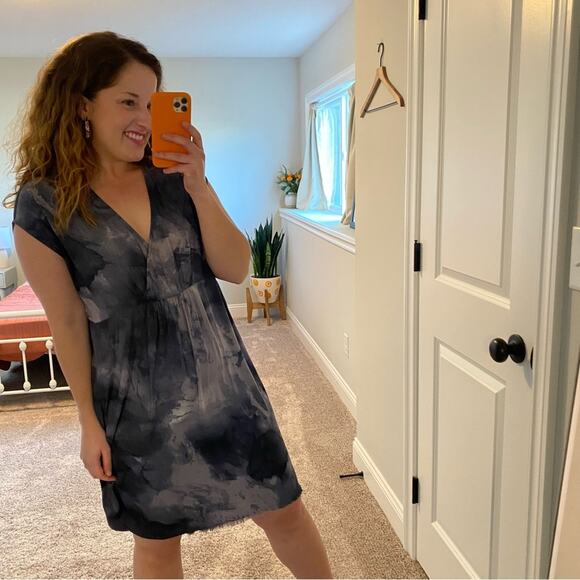 NWT Grade & Gather Blue Gray Splatter Mini Dress S/M - Picture 4 of 14